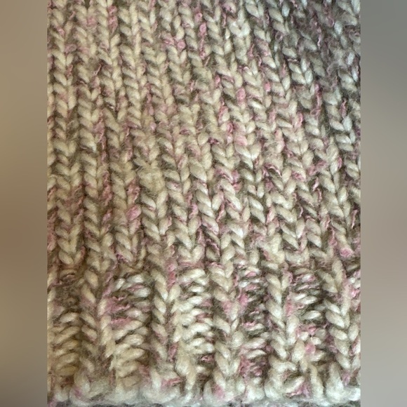 Retro nubbly-knit wool blend asymmetrical sweater with oversize button detail - Picture 9 of 9